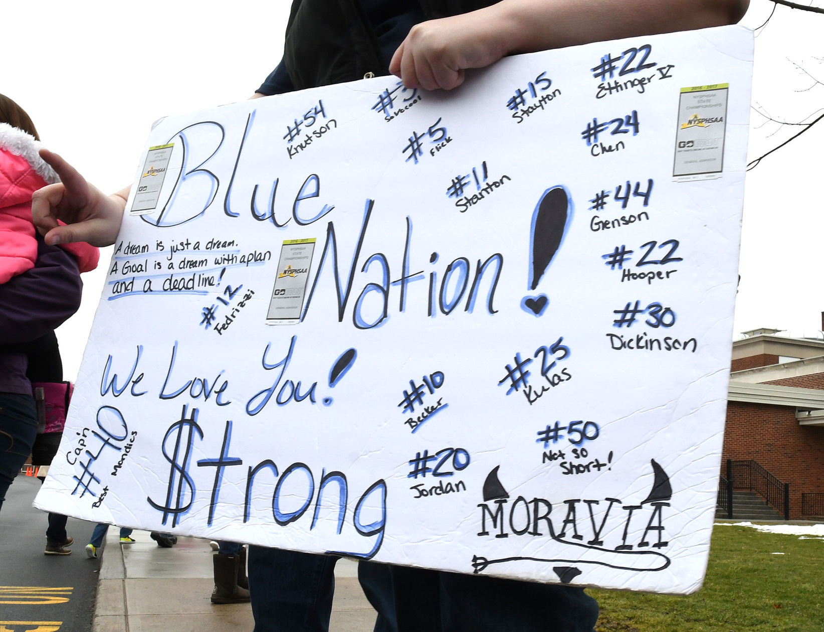 Moravia basketball celebration